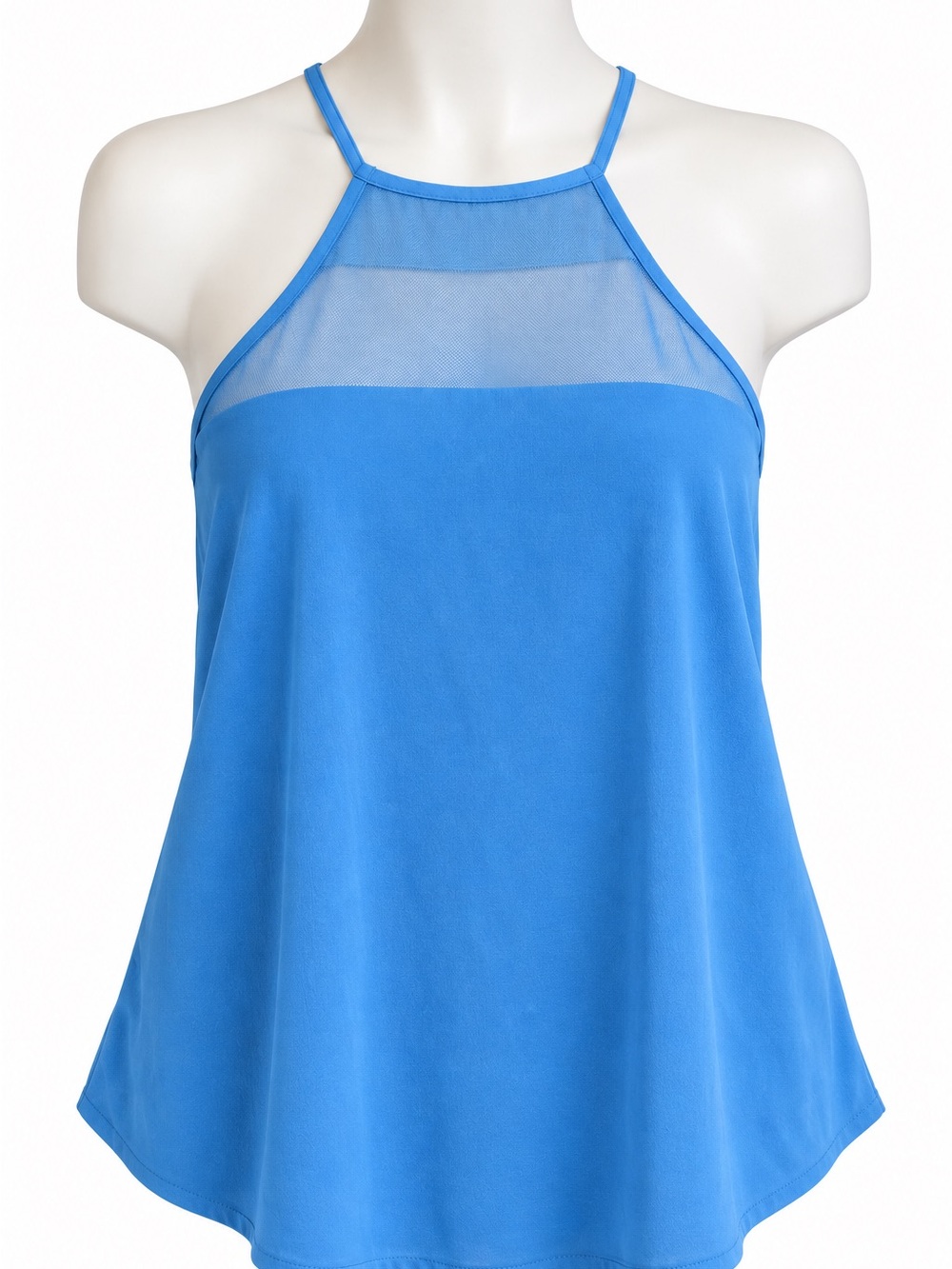 Tobi Bright Blue Mesh Yoke Halter Tank